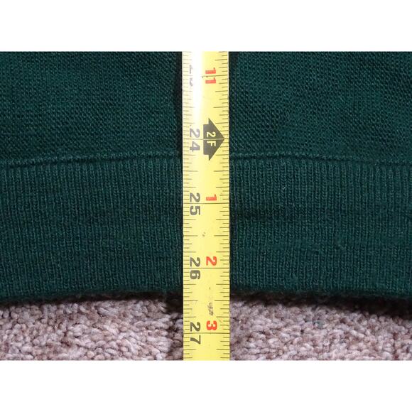 Vintage Classic Preppy Izod V-Neck Sweater Forest Green Made in USA XL Acrylic - Picture 4 of 7
